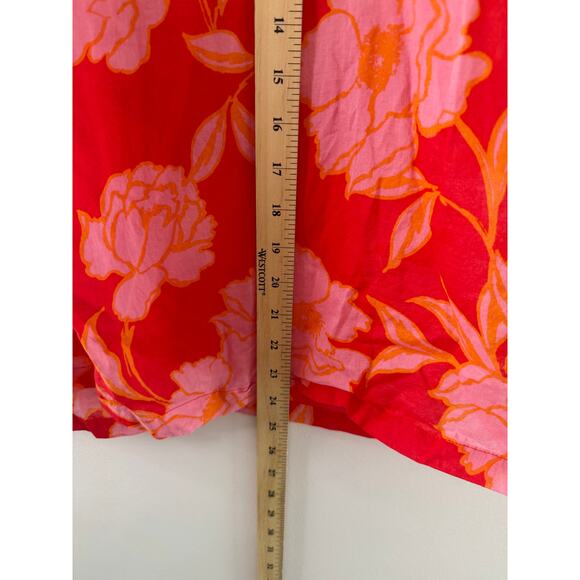 Karlie Red Pink Floral Blouse Boho Resort Summer Top Lightweight - Picture 7 of 7